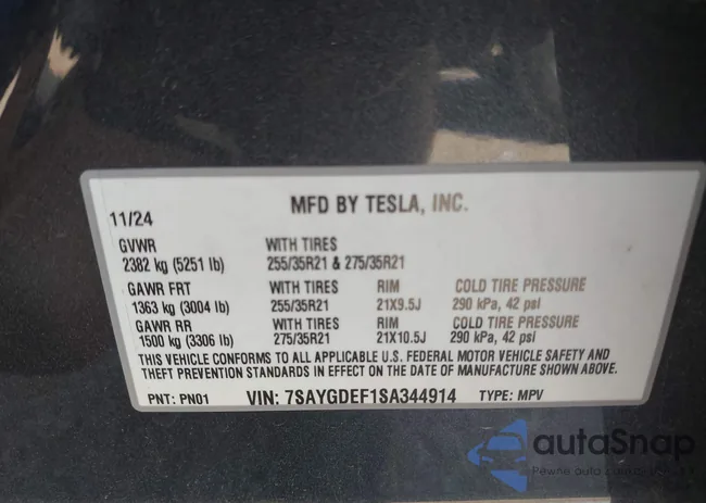 7SAYGDEF1SA344914: 42993639