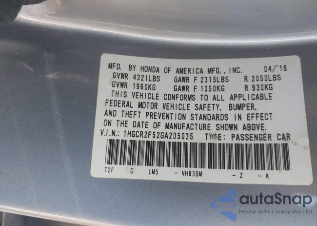 1HGCR2F52GA205035: 42993743