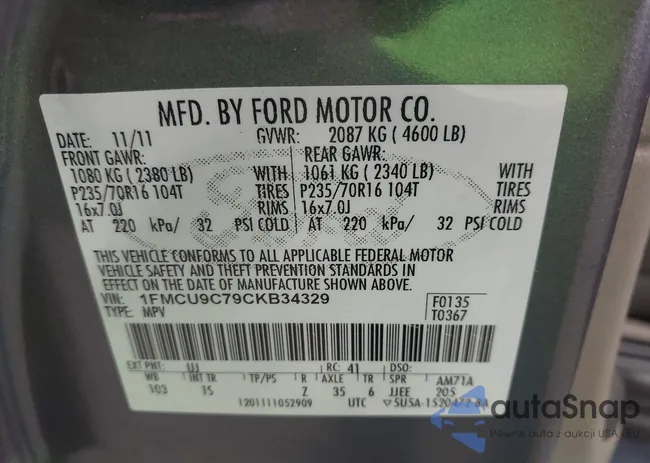 1FMCU9C79CKB34329: 42993808