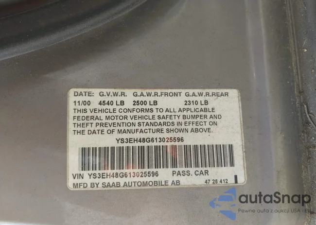 YS3EH48G613025596: 42992970