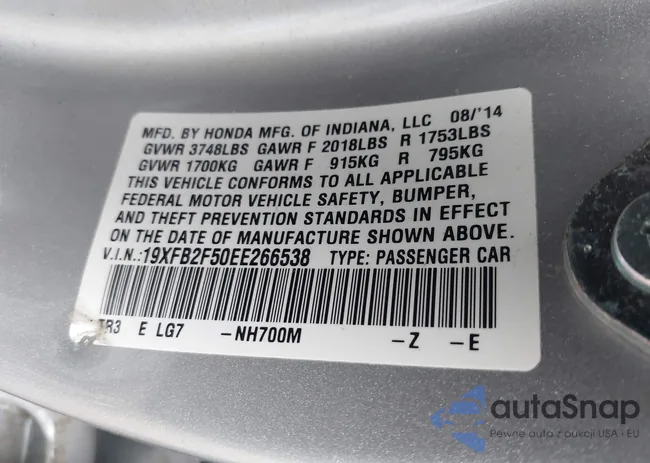 19XFB2F50EE266538: 42993035