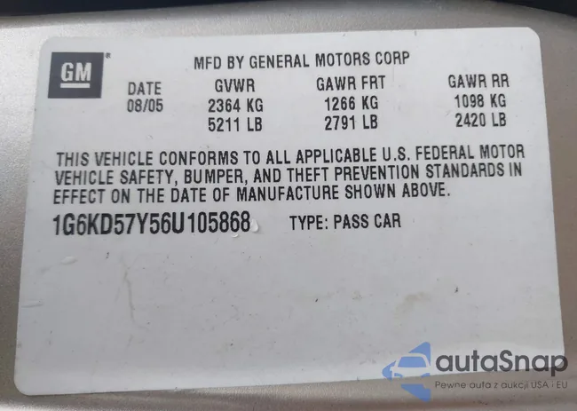 1G6KD57Y56U105868: 42993100