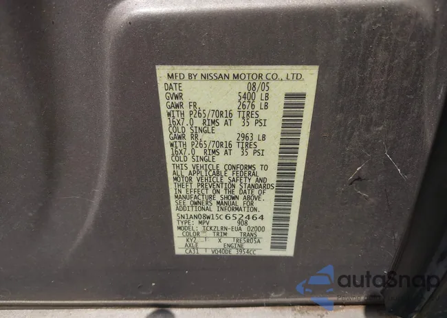 5N1AN08W15C652464: 42993244