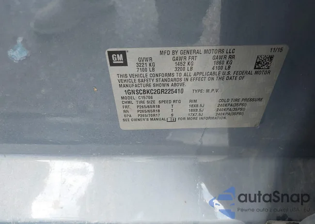 1GNSCBKC2GR225410: 42994335