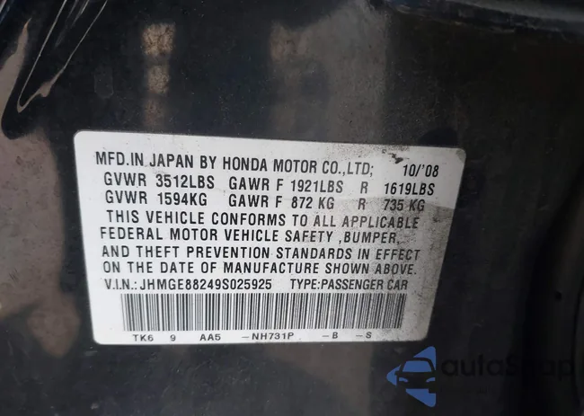 JHMGE88249S025925: 42994341