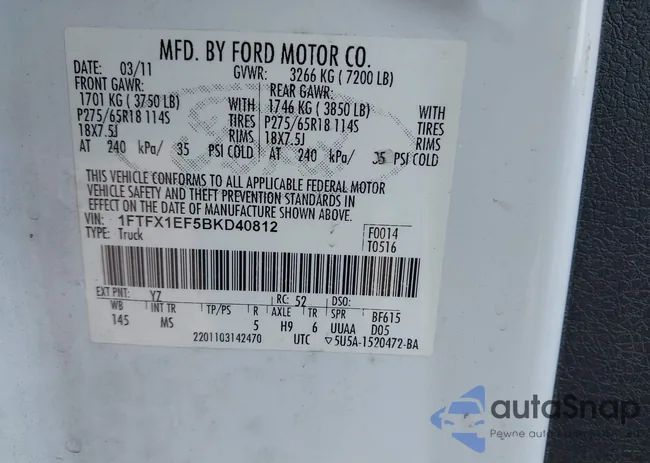 1FTFX1EF5BKD40812: 42994488