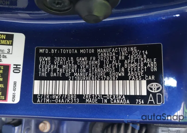 2T1BURHE6EC178087: 42994747