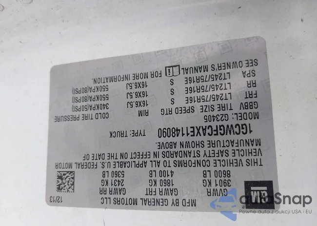 1GCWGFCAXE1148090: 42994885