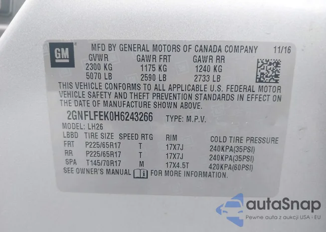 2GNFLFEK0H6243266: 42994900