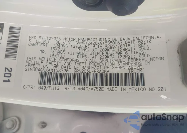 3TMJU4GNXAM103720: 42994037