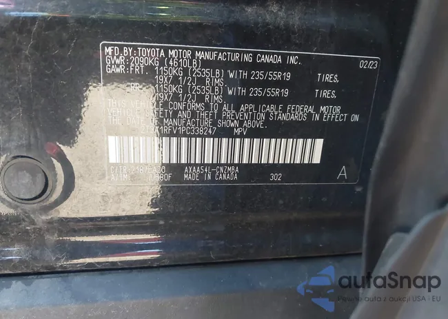 2T3A1RFV1PC338247: 42994053