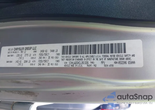 1C4HJWDGXCL261326: 42994116