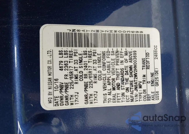 JN8AT2MV2HW003699: 42994125