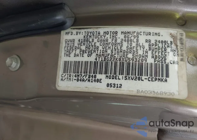 4T1BG22K0XU593209: 42995811