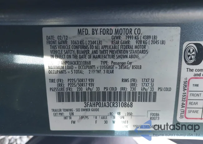 3FAHP0JA3CR310868: 42995896