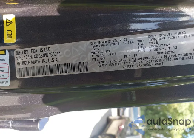 1C4HJXDG3NW155341: 42995929