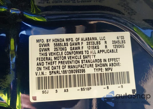 5FNRL18613B099396: 42994951