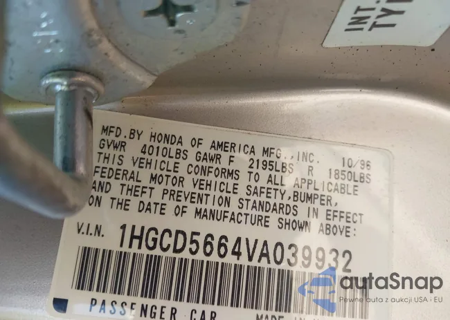 1HGCD5664VA039932: 42995076