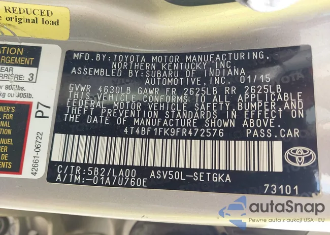 4T4BF1FK9FR472576: 42995189