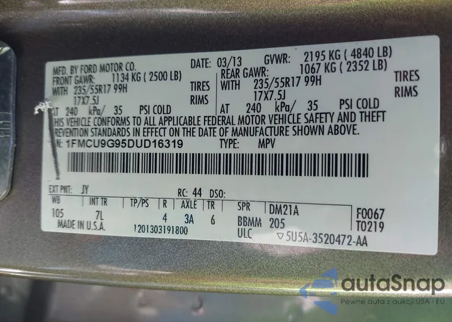 1FMCU9G95DUD16319: 42995254