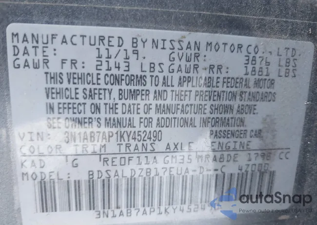 3N1AB7AP1KY452490: 42996341