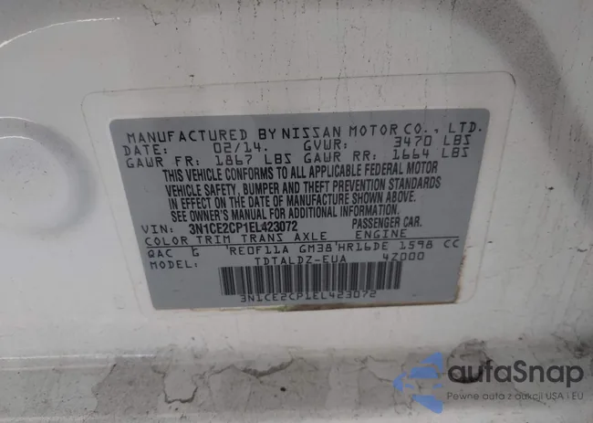 3N1CE2CP1EL423072: 42996387