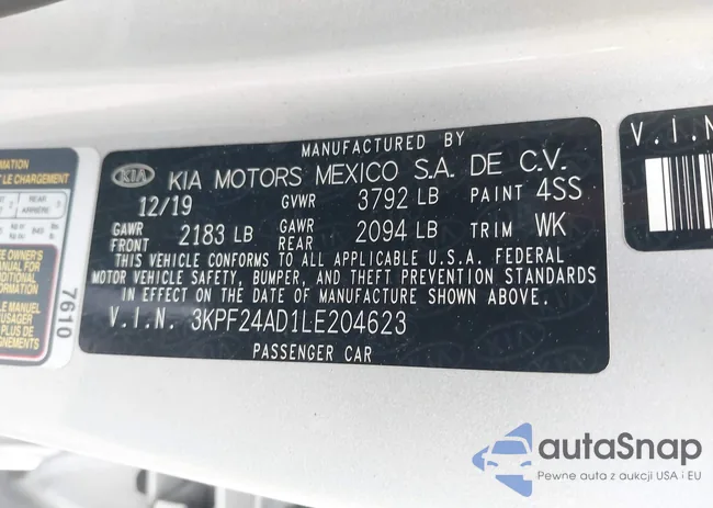 3KPF24AD1LE204623: 42996561