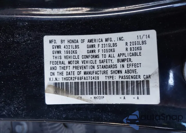 1HGCR2F88FA070409: 42996670