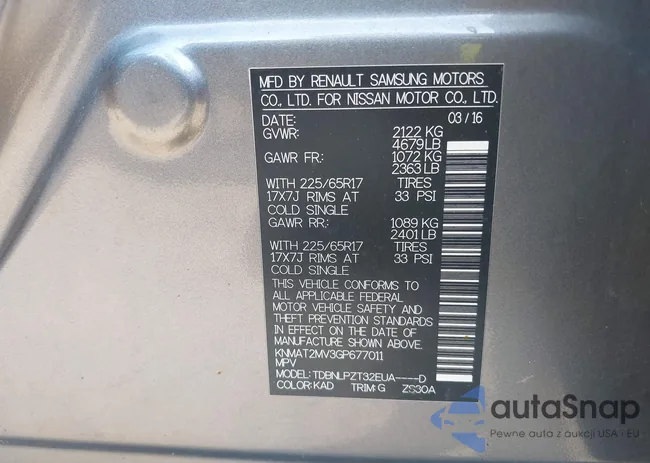 KNMAT2MV3GP677011: 42996690