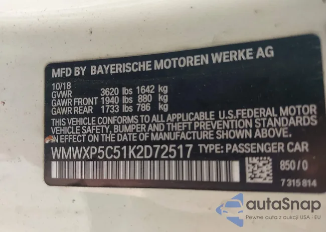 WMWXP5C51K2D72517: 42995984