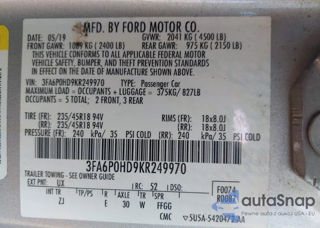 3FA6P0HD9KR249970: 42995990