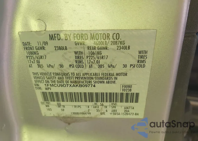 1FMCU9D7XAKB09774: 42995995