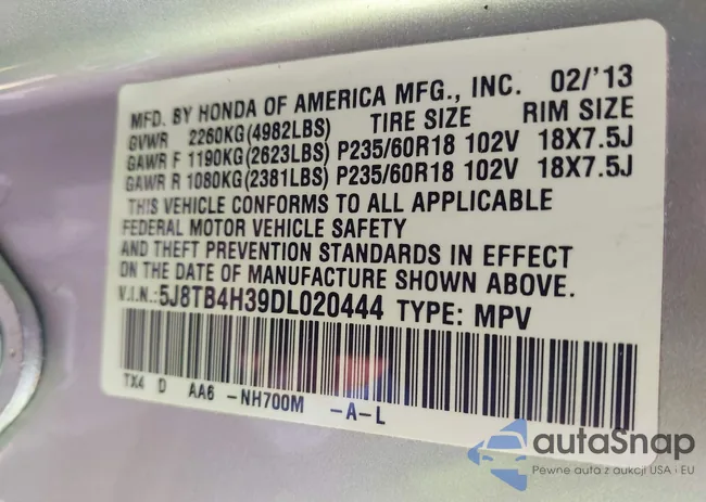 5J8TB4H39DL020444: 42996005