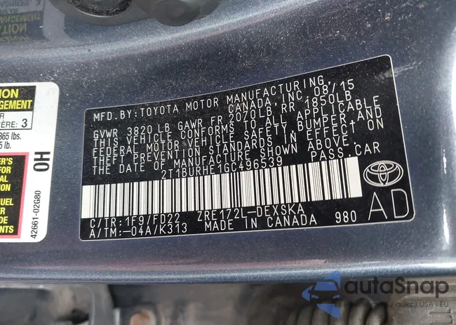 2T1BURHE1GC496539: 42996008