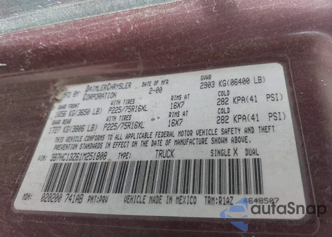 3B7HC13Z61M251808: 42996248