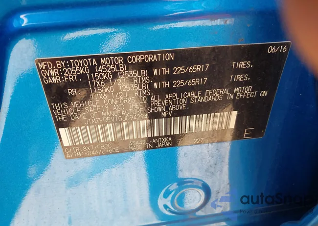 JTMZFREV1GJ094294: 42996331