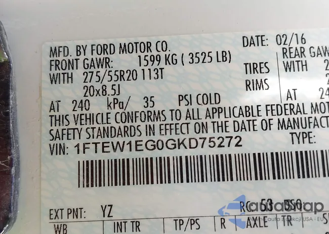 1FTEW1EG0GKD75272: 42997414