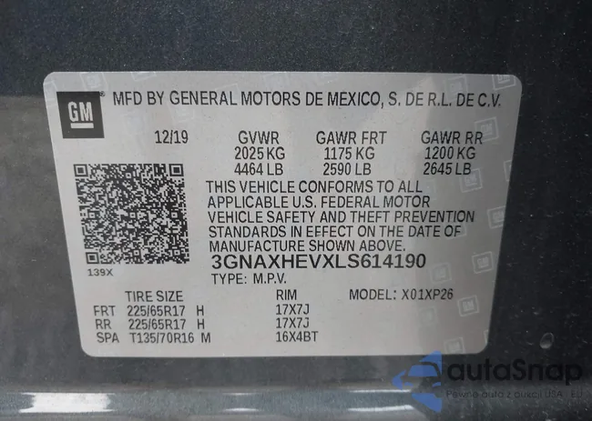 3GNAXHEVXLS614190: 42997586