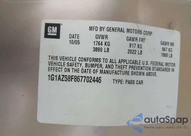 1G1AZ58F867702446: 42997661