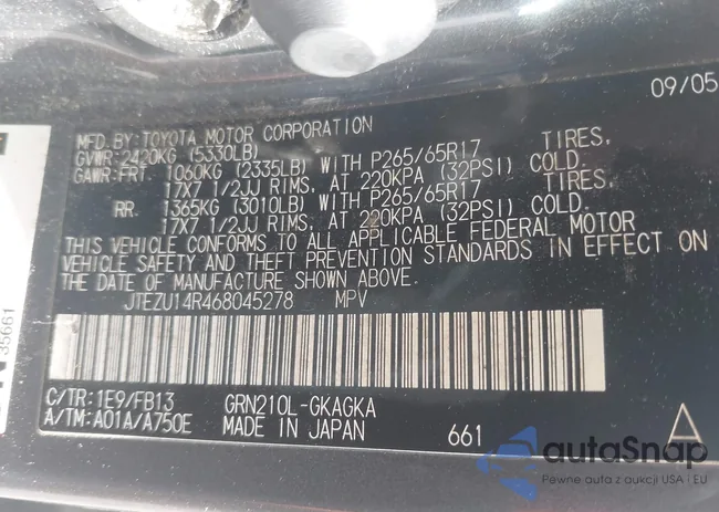 JTEZU14R468045278: 42997706