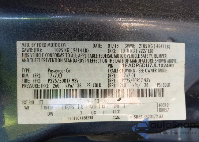 1FADP5DU7JL102490: 42997867