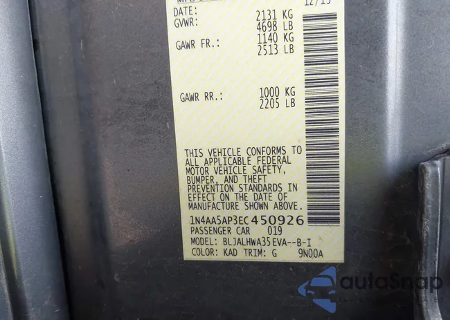 1N4AA5AP3EC450926: 42997902