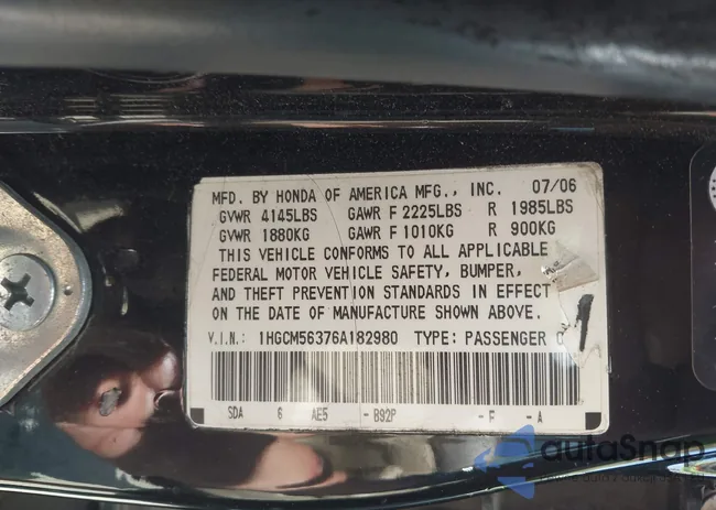 1HGCM56376A182980: 42997011