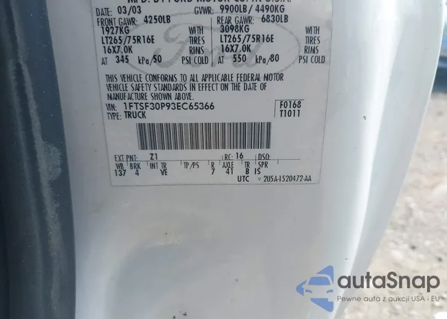 1FTSF30P93EC65366: 42998424