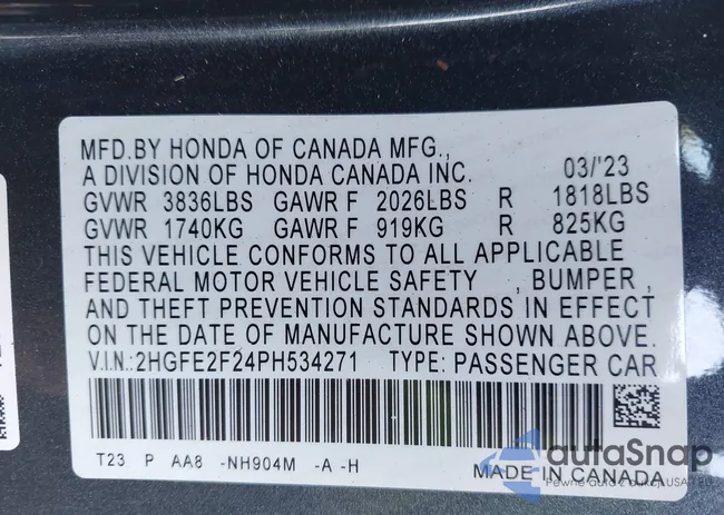 2HGFE2F24PH534271: 42998663