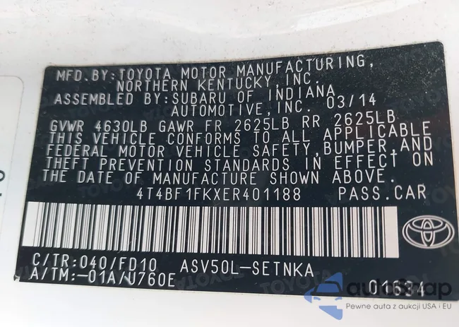 4T4BF1FKXER401188: 42998715