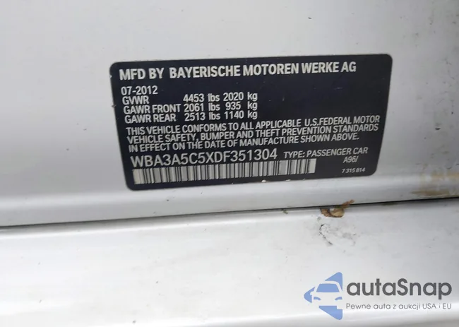 WBA3A5C5XDF351304: 42998737