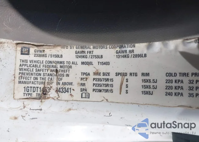 1GTDT146358243341: 42998747