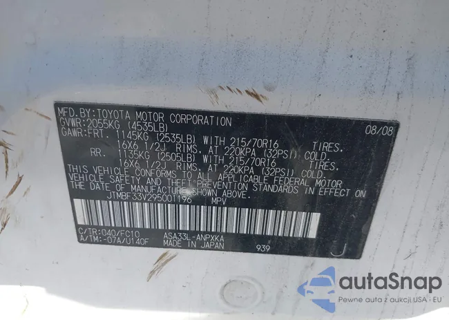 JTMBF33V295001196: 42998830