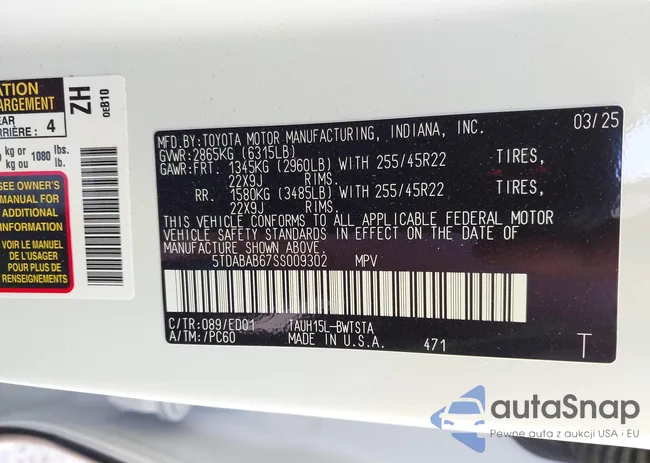 5TDABAB67SS009302: 42998903